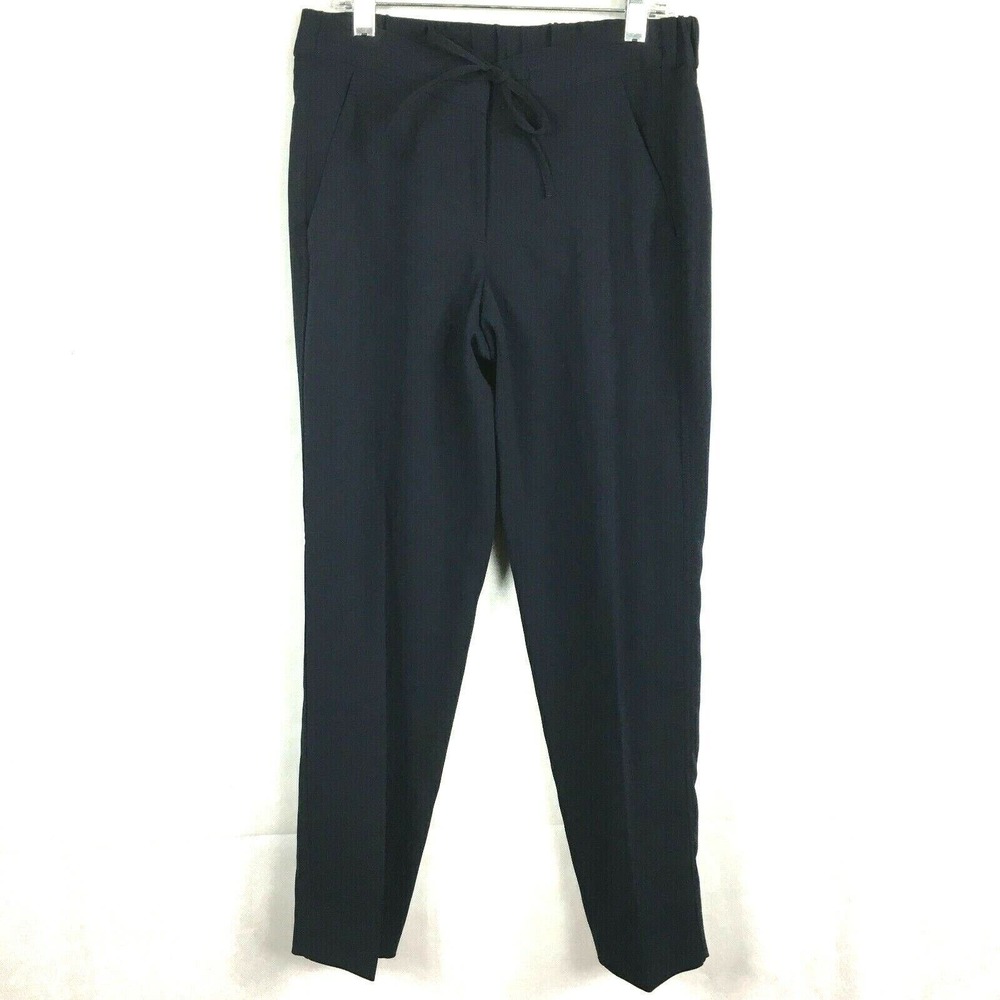 Talbots Pants Womens Sz 2P Navy Blue Drawstring Waist Loose Fit Tapered Petite